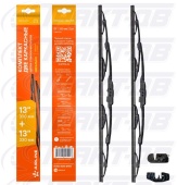 Щетка дворника  (AIRLINE)  (2шт.) 12"/13" (330/330мм)  (4 адаптера) 17785, AWB-K-330K
