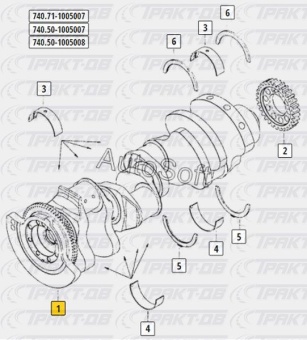 Вал коленчатый в сборе EURO- III, -IV-оригинал (завод) 740.71-1005008-00 (820)
